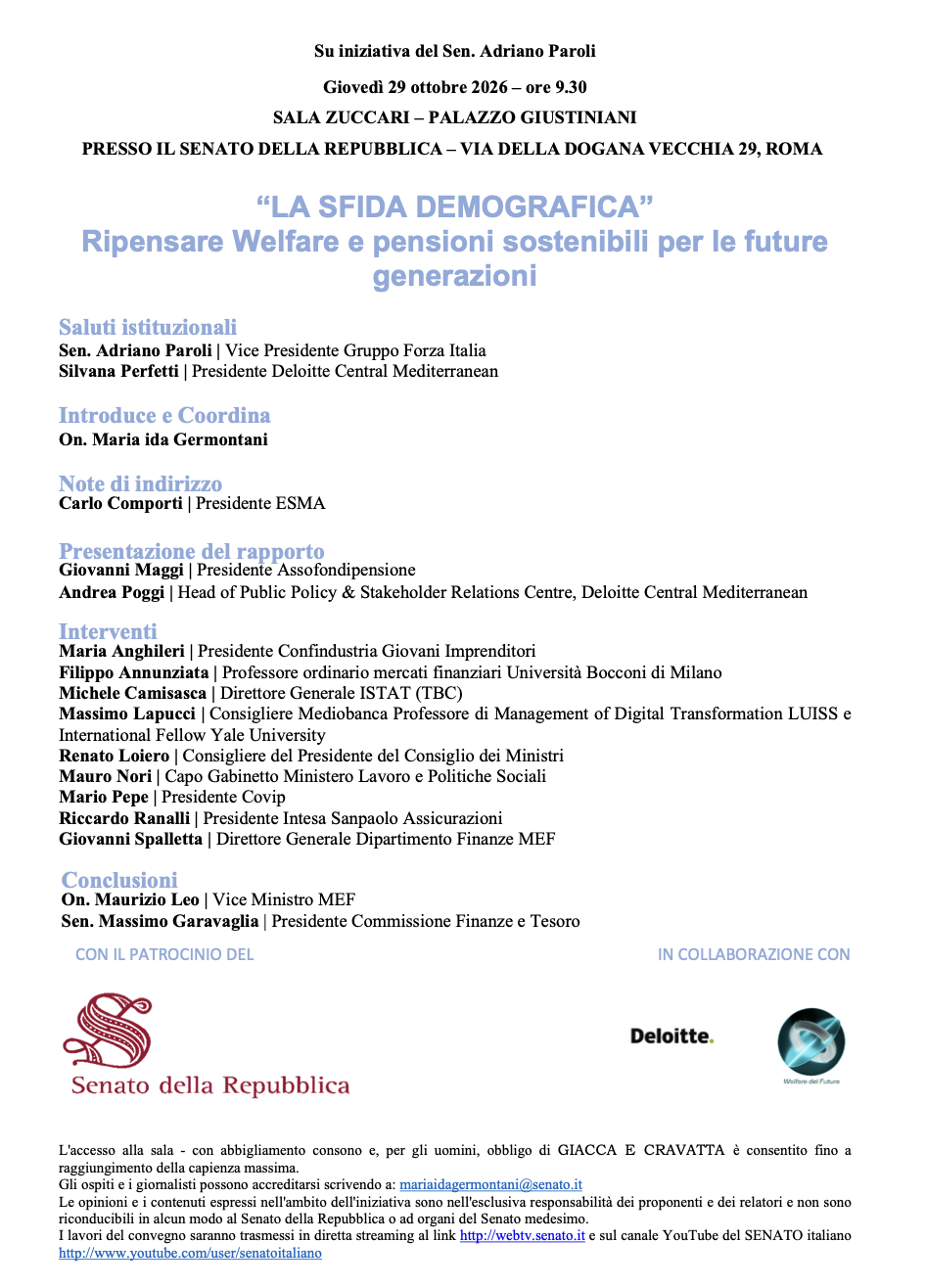 La sfida demografica. Ripensare welfare e pensioni sostenibili per le future generazioni